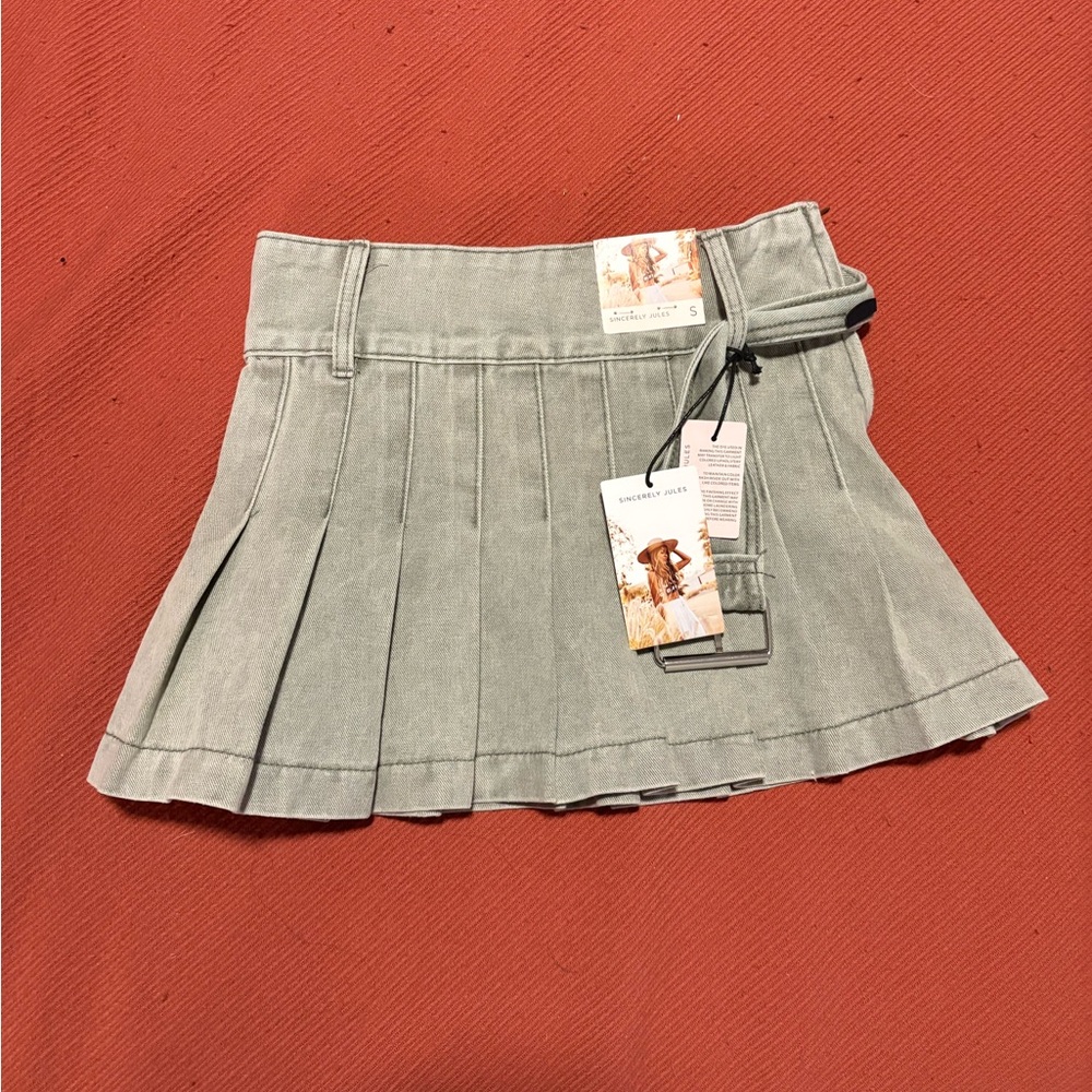 Sincerely Jules Denim Pleated Mini Skirt